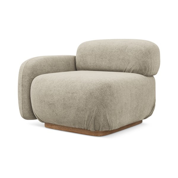 Parte divano componibile beige (con penisola a sinistra) con rivestimento in bouclé Ailani – Makamii-image-2