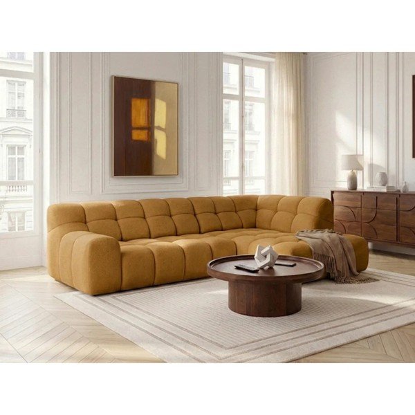 Divano angolare giallo allungabile/con movimento relax elettrico (con penisola a destra/a L) Andre – Bobochic Paris-image-4