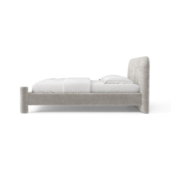 Letto matrimoniale imbottito grigio chiaro con rete inclusa 160x200 cm Vera – Micadoni -image-3