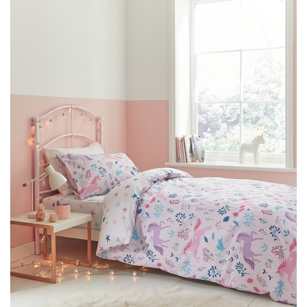 Lenzuolo in cotone per neonati, 135 x 190 cm Woodland Unicorn - Bianca-image-2