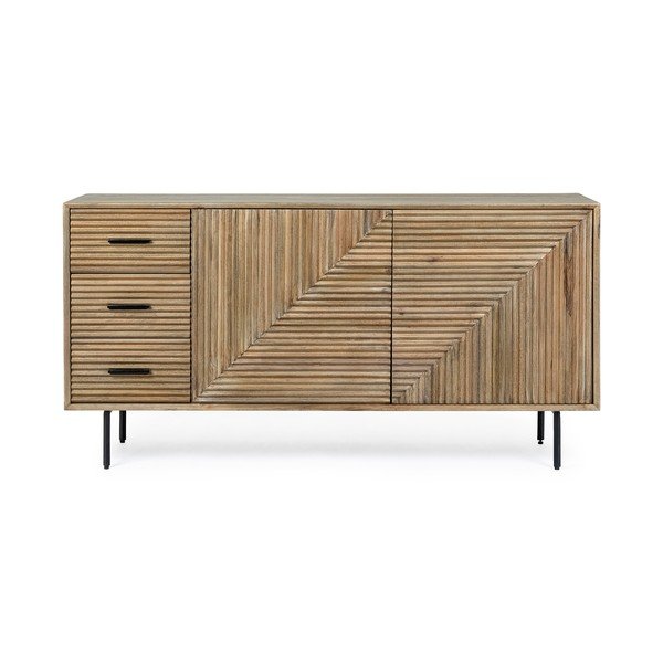 Credenza di colore naturale in mango massiccio 160x83x40 cm Darsey – Bizzotto-image-1