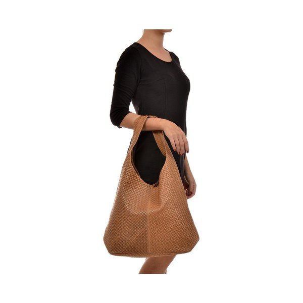 Koňakově hnědá kožená kabelka Mangotti Bags Barbara-image-2