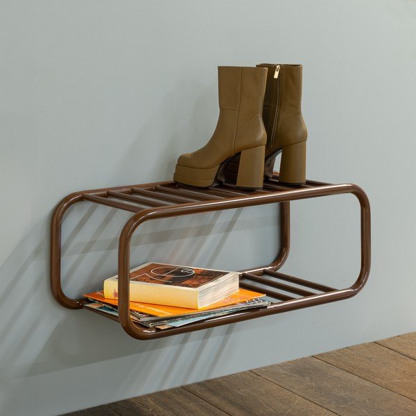 Scarpiera marrone scuro in metallo da parete 72x28x35 cm Retro – Spinder Design-image-4