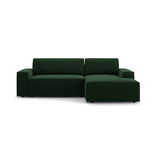 Divano letto angolare verde scuro in tessuto bouclé (angolo destro) Jodie - Micadoni Home