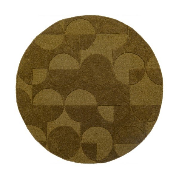 Tappeto rotondo verde scuro in lana tessuto a mano ø 160 cm Gigi – Flair Rugs