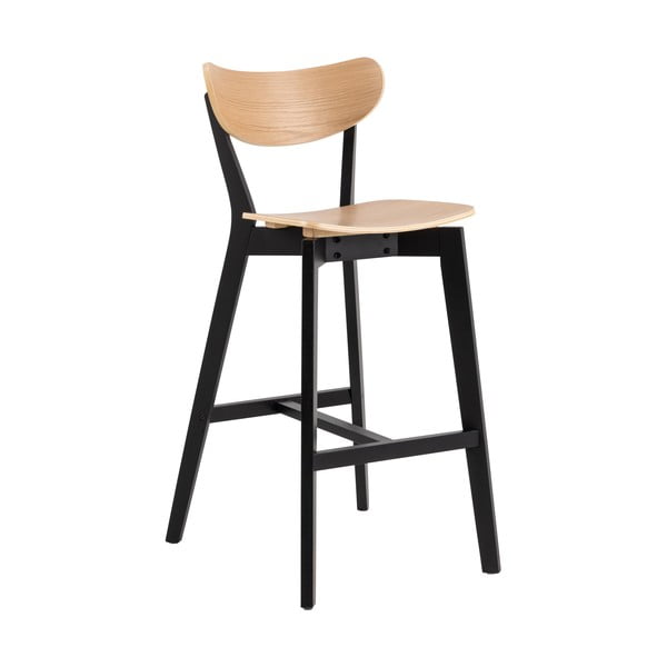 Sgabelli da bar in legno di gomma nero-naturale in set di 2 105 cm Roxby - Actona