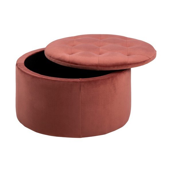 Pouf in velluto rosa corallo , ⌀ 60 cm Retina - Actona-image-4