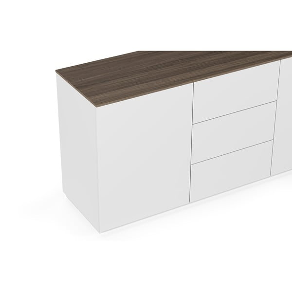 Cassettiera bianca in noce con 3 cassetti e 2 ante Join - TemaHome-image-3