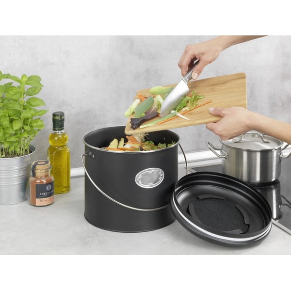 Contenitore nero per rifiuti compostabili 6 l Nero - Wenko-image-2