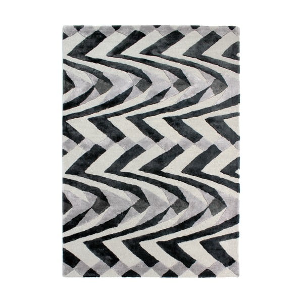 Tappeto Jazz nero e grigio tessuto a mano, 120 x 170 cm - Flair Rugs