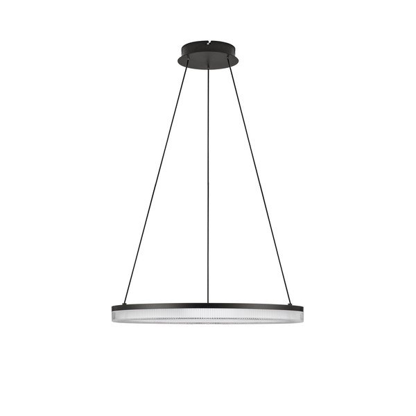 Lampadario LED nero opaco in alluminio con paralume in vetro acrilico con intensità regolabile ø 60 cm Lonela – Nova Luce