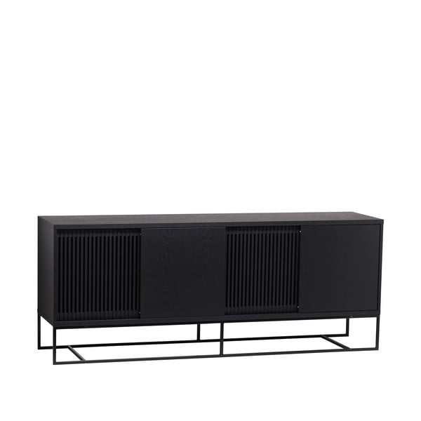 Cassettiera bassa nera in rovere 188x75 cm Ende - Woodman-image-3