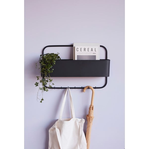 Appendiabiti da parete in acciaio con vano portaoggetti Keep - Hübsch-image-1