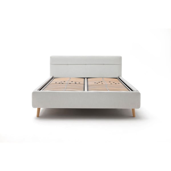 Letto matrimoniale imbottito grigio chiaro con contenitore con rete inclusa 160x200 cm Lotte – Meise Möbel-image-3