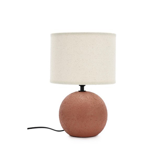 Lampada da tavolo color terracotta in ceramica con paralume in tessuto (altezza totale 32 cm) Irvin – Yes Everyday