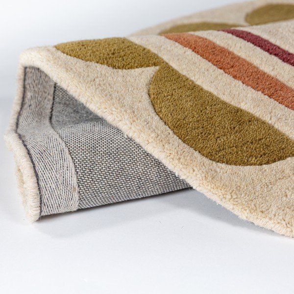 Tappeto rotondo di colore naturale in lana tessuto a mano ø 120 cm Lois – Flair Rugs-image-4