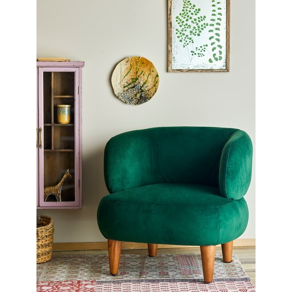 Poltrona verde scuro in velluto Ruperta - Bloomingville-image-1