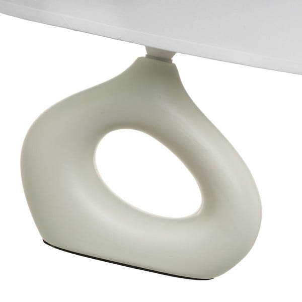 Lampada da tavolo in ceramica bianca e beige con paralume in tessuto (altezza 30 cm) - Casa Selección-image-3