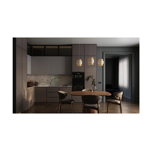 Lampada a sospensione in colore naturale con paralume in tessuto di rattan Abra 2 - GTV-image-1