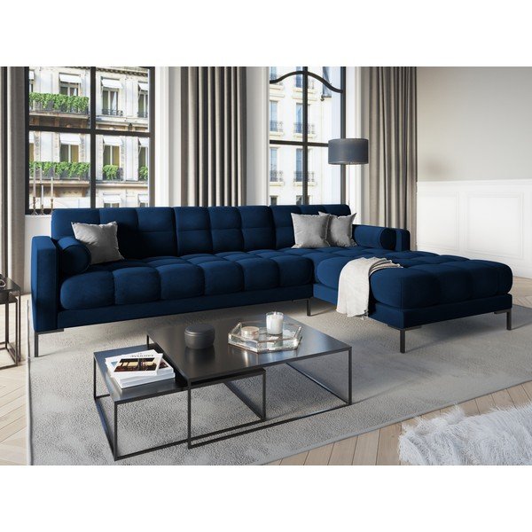 Divano angolare in velluto blu scuro, angolo destro Bali - Cosmopolitan Design-image-1