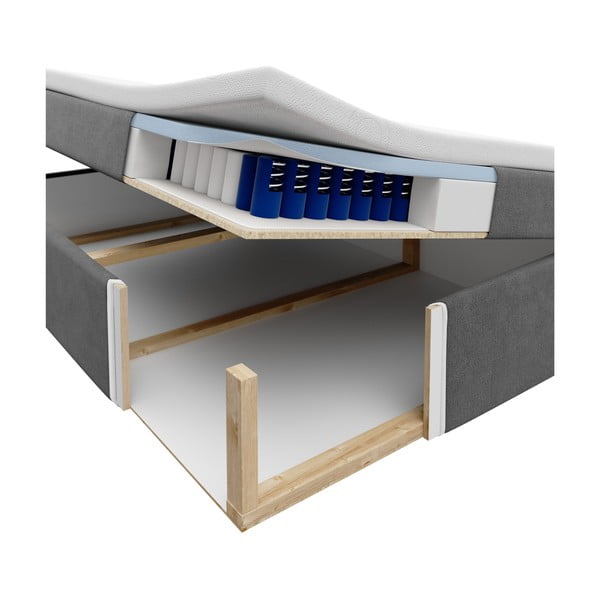 Letto boxspring beige con contenitore 160x200 cm Mimicry - Mazzini Beds-image-2