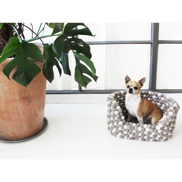 Letto in lana grigio chiaro e bianco Ball Pet Basket, 40 x 30 cm - Wooldot-image-2