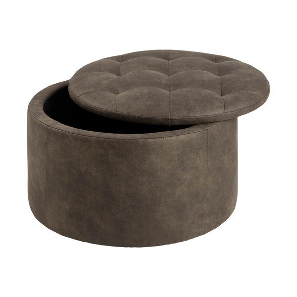 Pouf verde oliva in similpelle , ⌀ 60 cm Retina - Actona-image-1