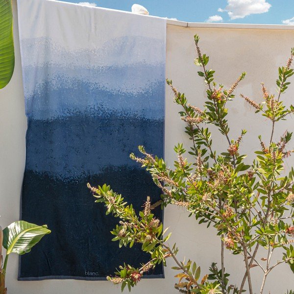 Asciugamano bianco-blu 70x150 cm Nightfall - Blanc-image-1