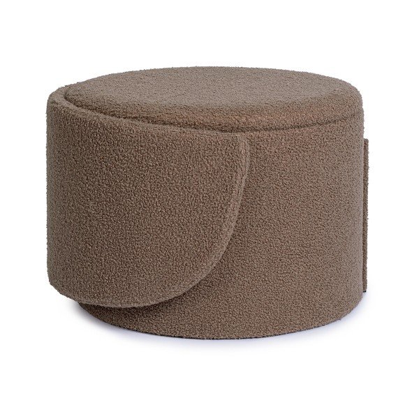 Poggiapiedi grigio tortora con rivestimento in bouclé Anthea – Yes Everyday-image-1