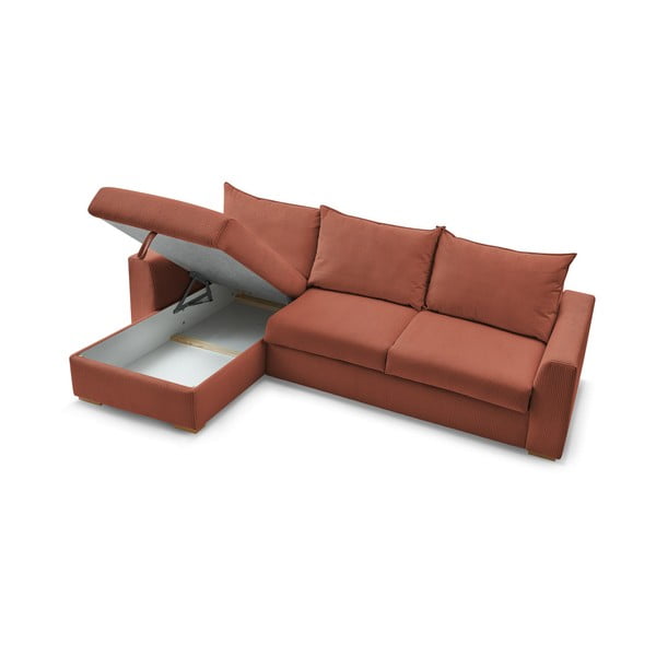 Divano angolare color mattone allungabile (con composizione variabile) con rivestimento in velluto a coste Augustin – Bobochic Paris-image-4