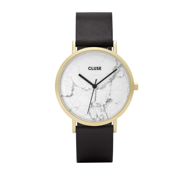 Orologio da donna con cinturino in pelle nera e quadrante in marmo bianco La Roche Star - Cluse