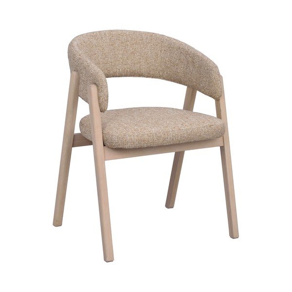 Sedia da pranzo beige/colore naturale chiaro in rovere massiccio con braccioli Barnaby – Rowico