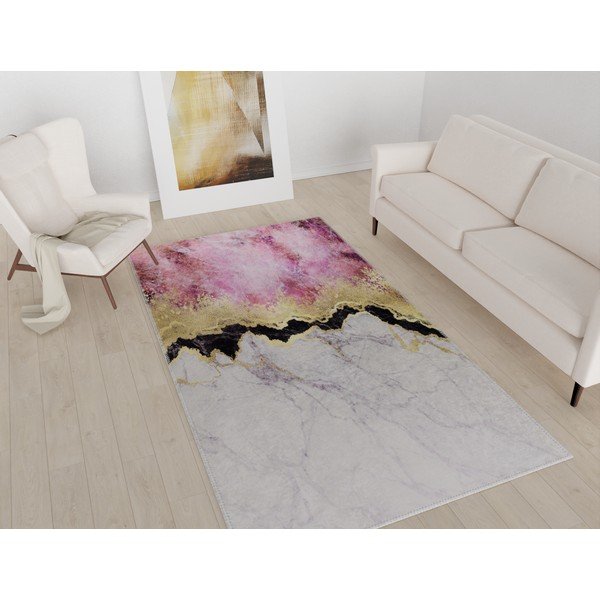 Tappeto lavabile bianco/rosa 50x80 cm - Vitaus-image-1