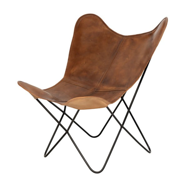 Poltrona a farfalla in pelle marrone Farfalla - sømcasa