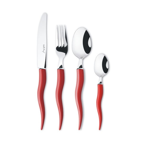 Sada 24 červených příborů se stojanem Vialli Design Ama