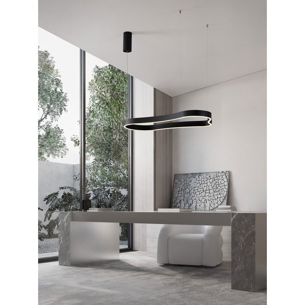Lampadario LED nero opaco in alluminio con intensità regolabile Dussa – Nova Luce-image-1