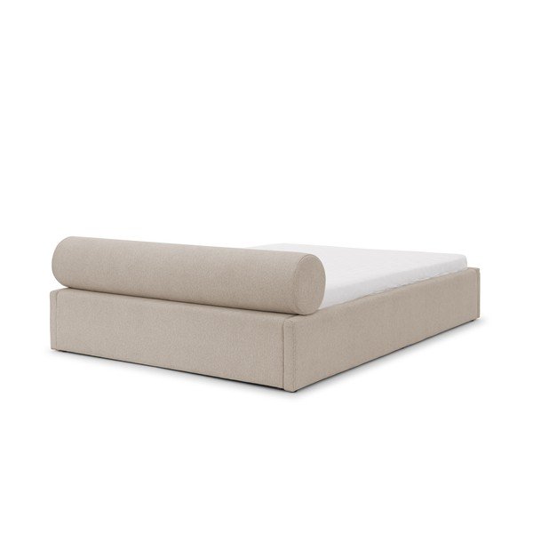 Letto matrimoniale imbottito beige con contenitore con rete inclusa 200x200 cm Cille – Ropez-image-3