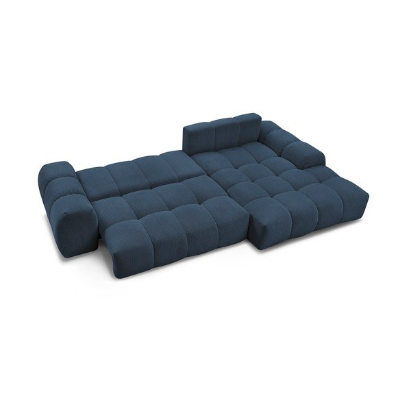 Divano angolare blu scuro allungabile e con contenitore (penisola a destra/chaise lounge) con rivestimento in ciniglia Everest – Bobochic Paris-image-4