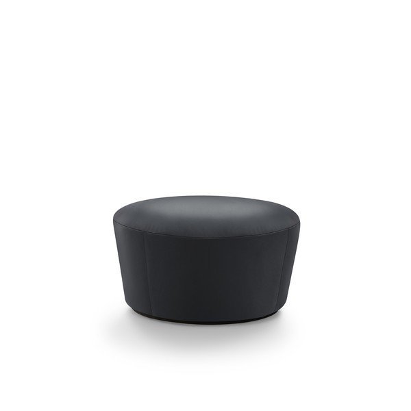 Pouf in pelle nera, ø 72 cm Naïve - EMKO
