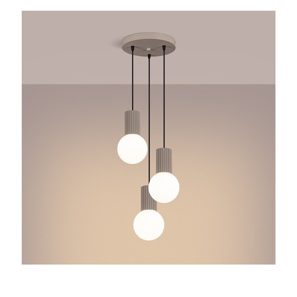 Lampadario grigio tortora con paralume in vetro ø 25 cm Orbital – Sollux-image-4