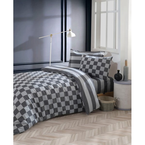 Biancheria da letto color antracite in damasco per letto singolo 140x200 cm Kareli – Mijolnir