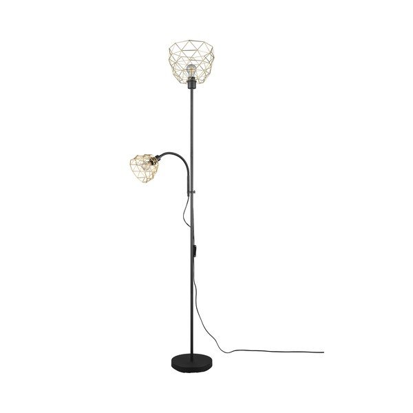 Lampada da terra in nero e oro con paralume in metallo (altezza 180 cm) Haval - Reality-image-1