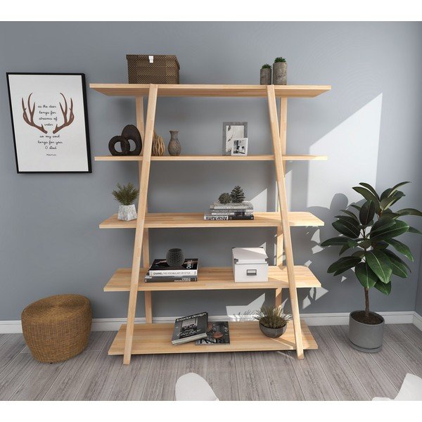 Libreria in legno di pino di colore naturale 115x145 cm Soft - Kalune Design-image-2