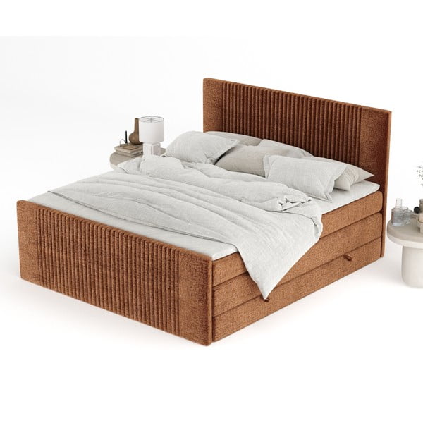 Letto boxspring arancione con contenitore 200x200 cm Bergamo – Maison de Rêve-image-4