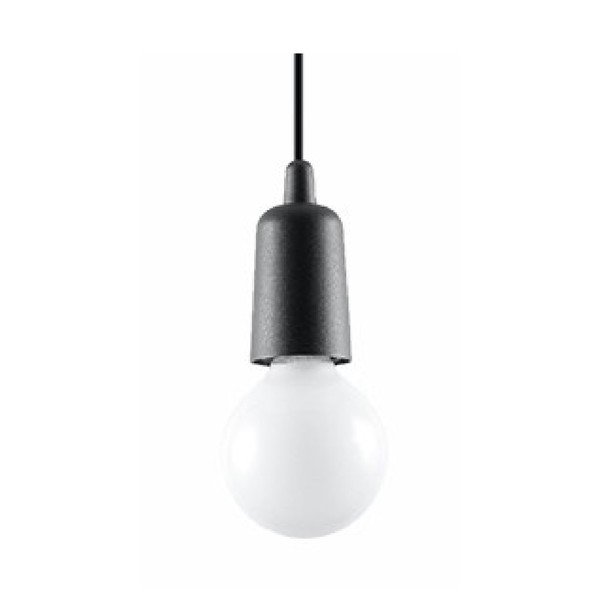 Lampada a sospensione nera 9x9 cm Rene - Sollux-image-1