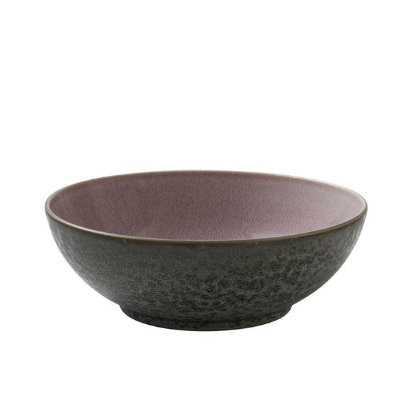 Insalatiera Mensa in gres grigio con smalto interno rosa, diametro 30 cm - Bitz