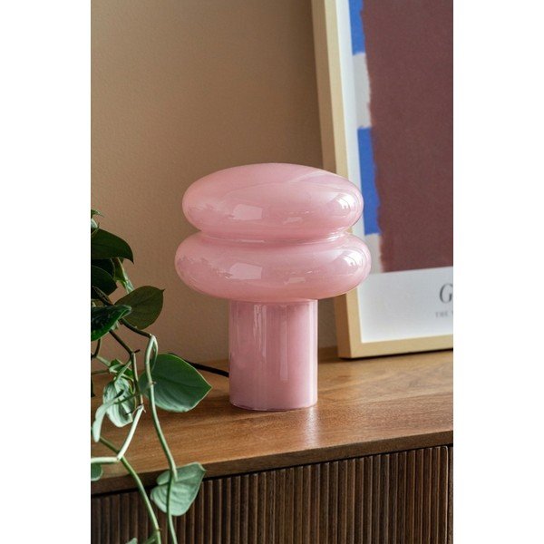 Lampada da tavolo rosa in vetro (altezza totale 24 cm) Incesante – Leitmotiv-image-1