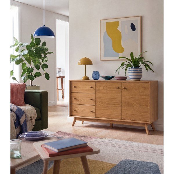 Cassettiera di colore naturale con effetto rovere 149x75x40 cm Kensal – Woodman-image-3