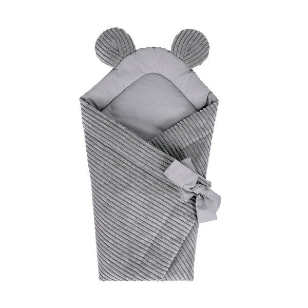 Copertina per neonati grigia in velluto a coste 35x65 cm – Meowbaby