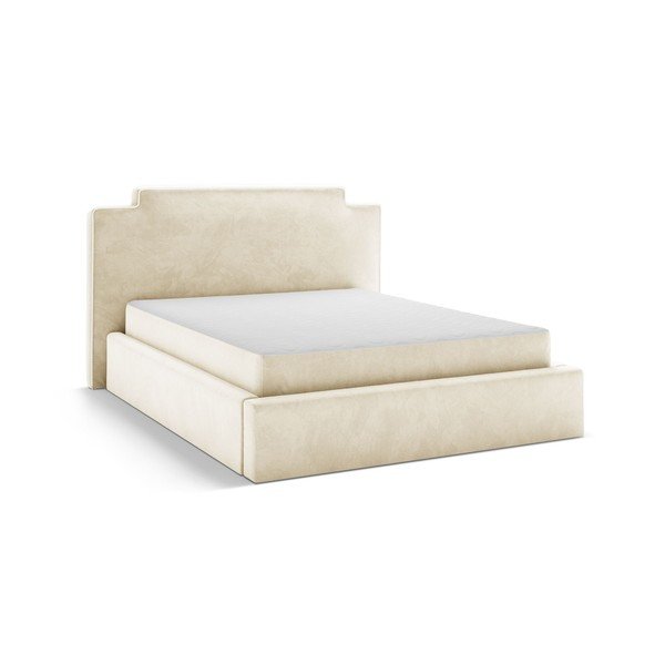 Letto matrimoniale imbottito avorio con contenitore con rete inclusa 140x200 cm Princess – Micadoni -image-2